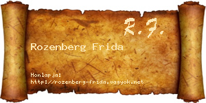 Rozenberg Frida névjegykártya